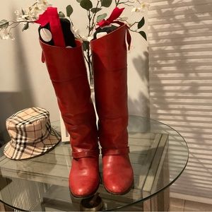 Pre loved! Beautiful fan red leather  Golden Goose Riding style Boots!!!